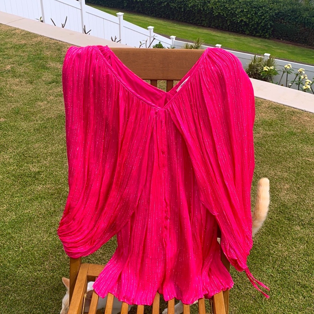 Hot pink blouson blouse (New without tags)